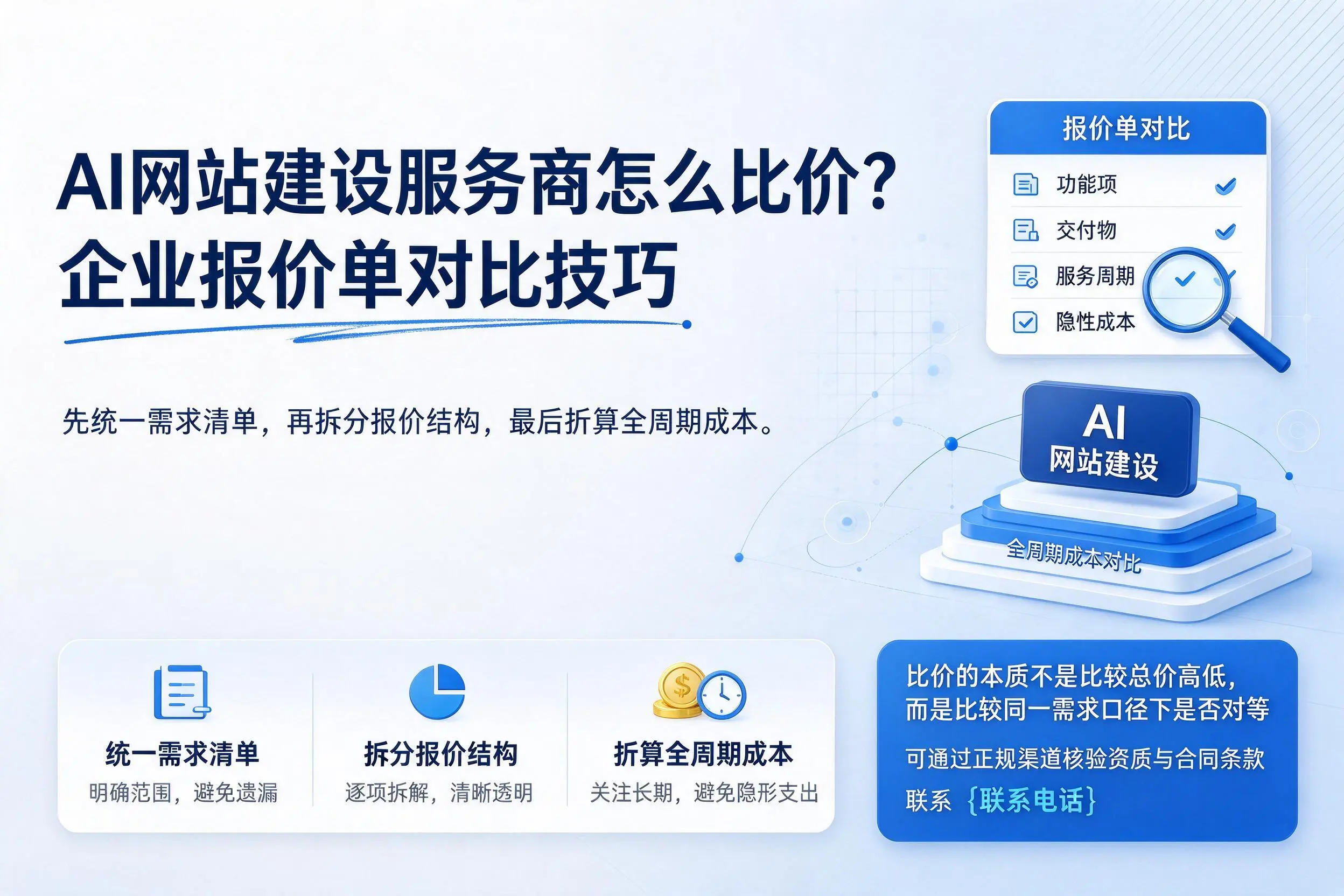 AI网站建设服务商怎么比价？红河企业报价单对比技巧