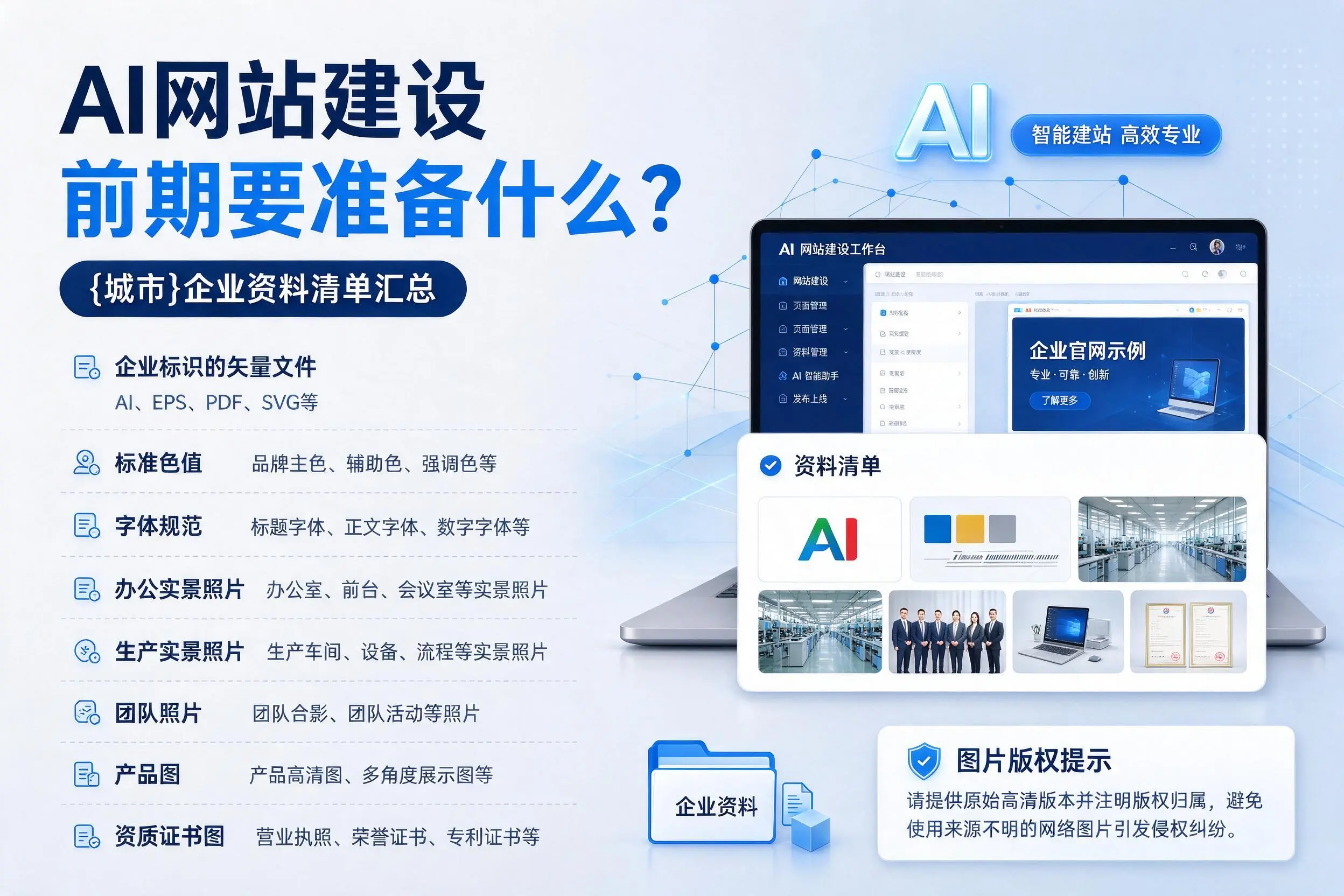 AI网站建设前期要准备什么？红河企业资料清单汇总