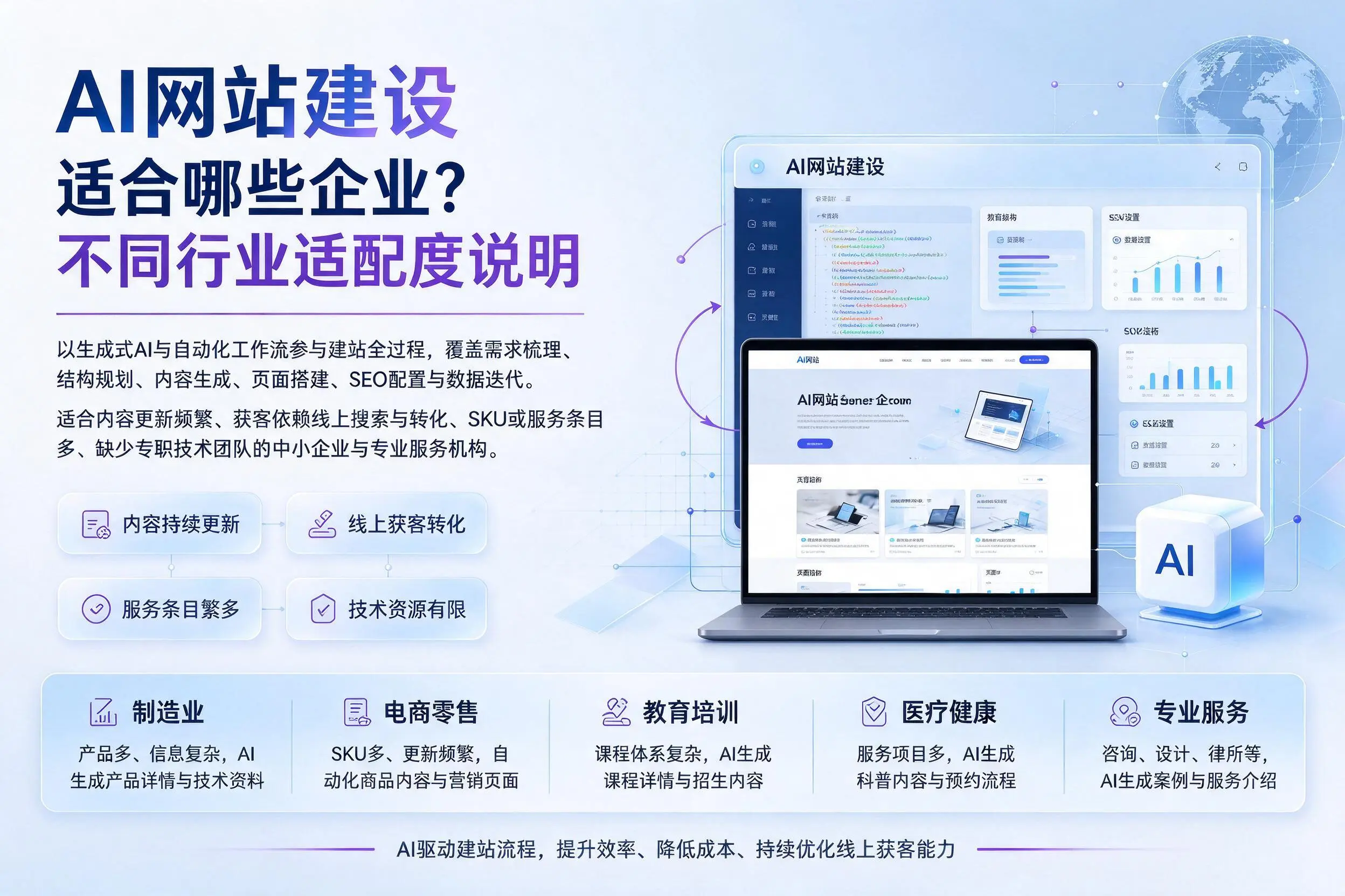 AI网站建设适合哪些企业？红河不同行业适配度说明